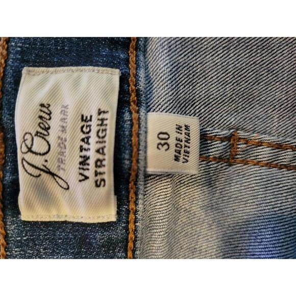 J Crew size 30" blue denim distressed vintage straight jeans - Picture 4 of 6